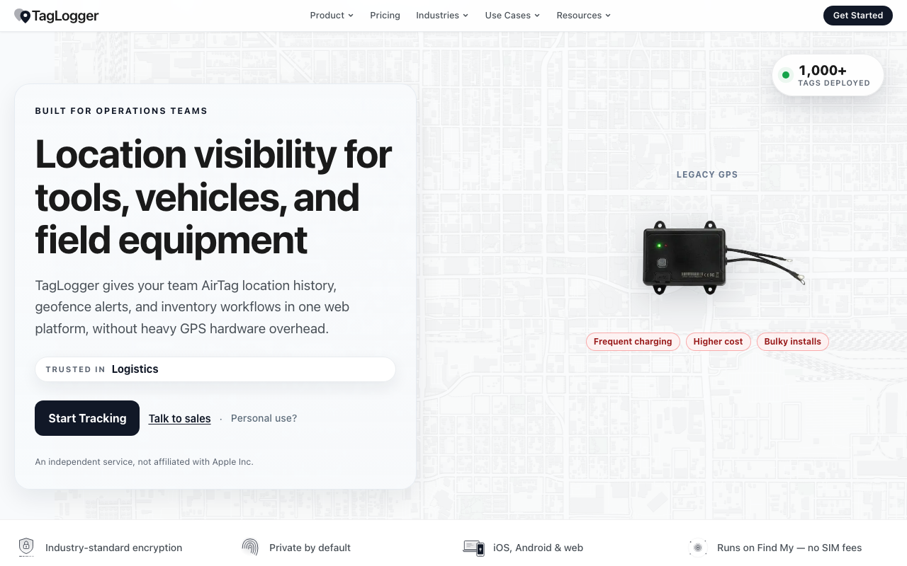 TagLogger - location visibility for tools, vehicles, and field equipment